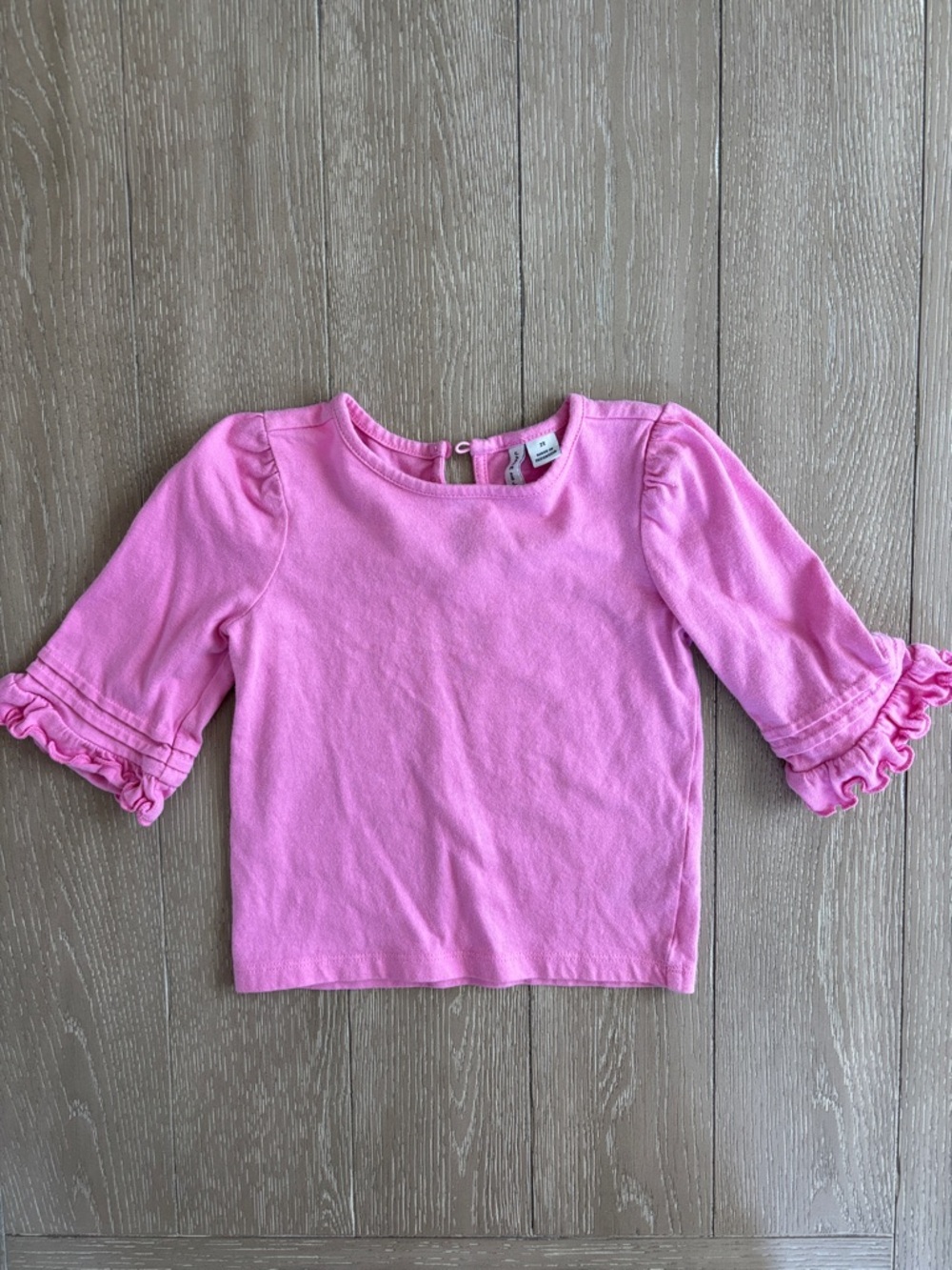 Janie and Jack Bright Pink Ruffle Sleeve Tee